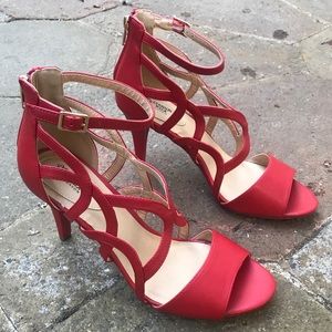 Red strappy sandal heel